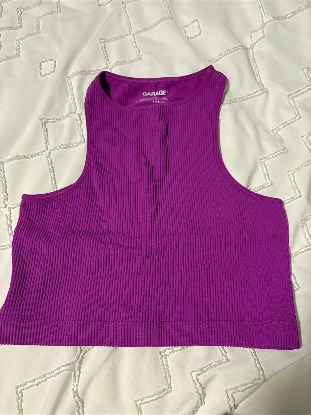 Garage Women's Ribbed Magenta Crop Tank